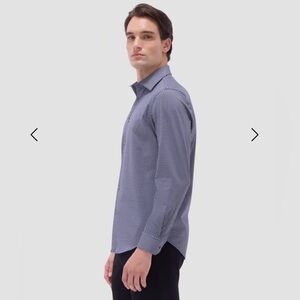 Bugatchi Men’s Shaped Fit Long Sleeve Shirt Black Gray‎ Geometric Print Sz L